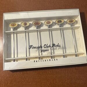 Pottery Barn Fireside Club Picks Appetizer Cocktail Party Snack Six of Set New